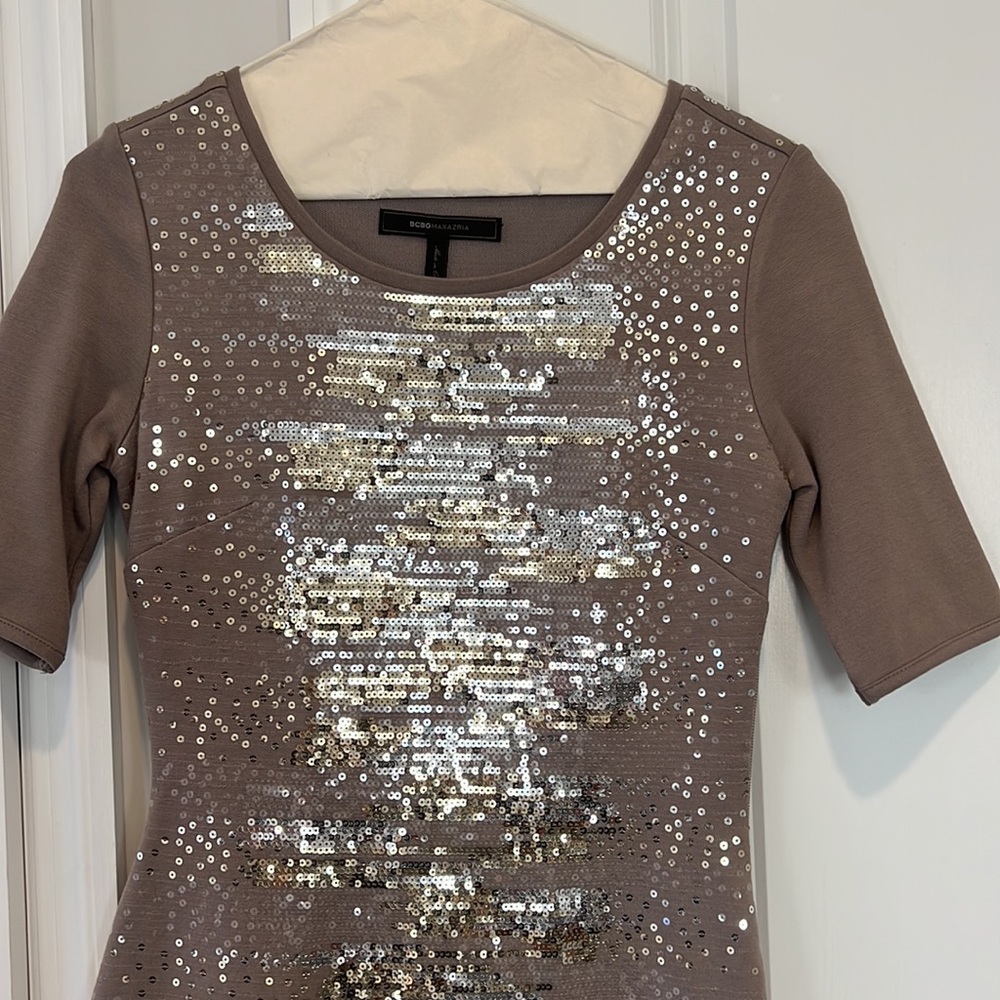 Bcbg Max Azria Size Extra Small Sequence, Taupe D… - image 2